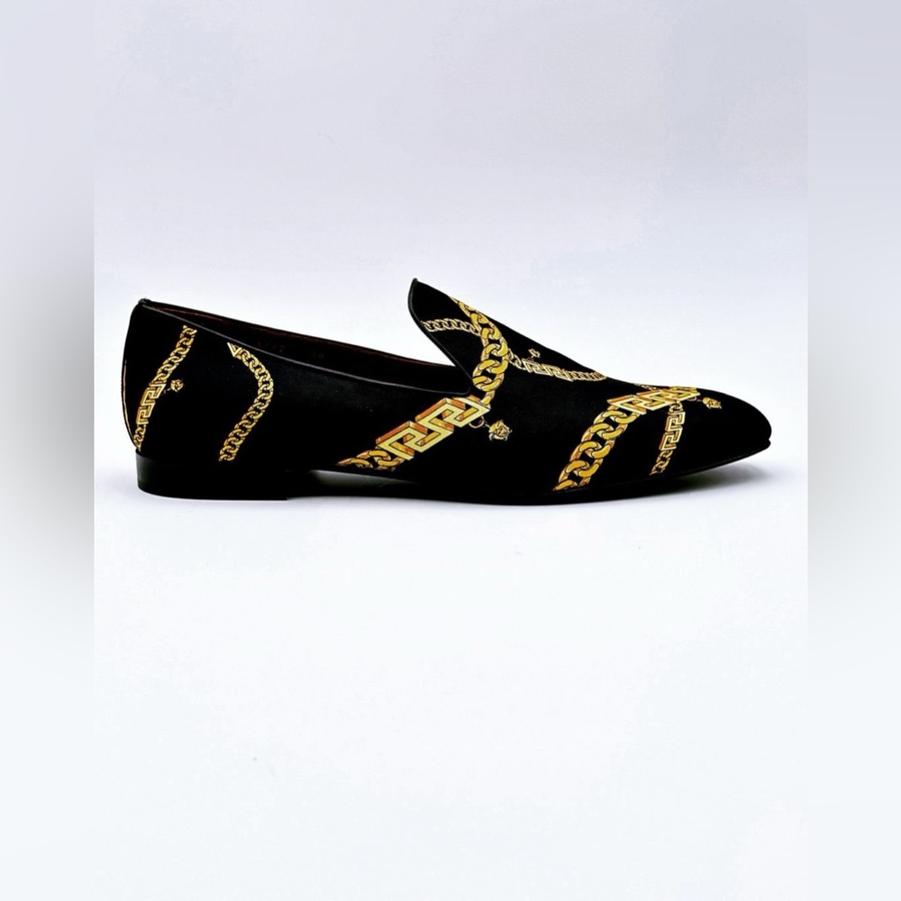 VERSACE La Greca Chain Print Silk Slip-On
LoafersBrand new with dust bags